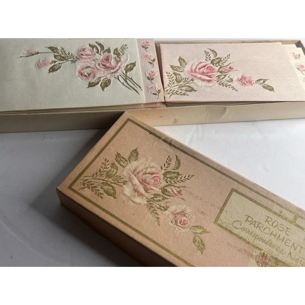 Vtg 1950s Rose Parchment Notes 5902 Art Linkletter Favorite Partial Set 11C 16E
